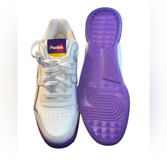 Reebok Workout plus Leather Popsicle Shoes Men's  White/Purple Training 9.5 - Picture 8 of 16